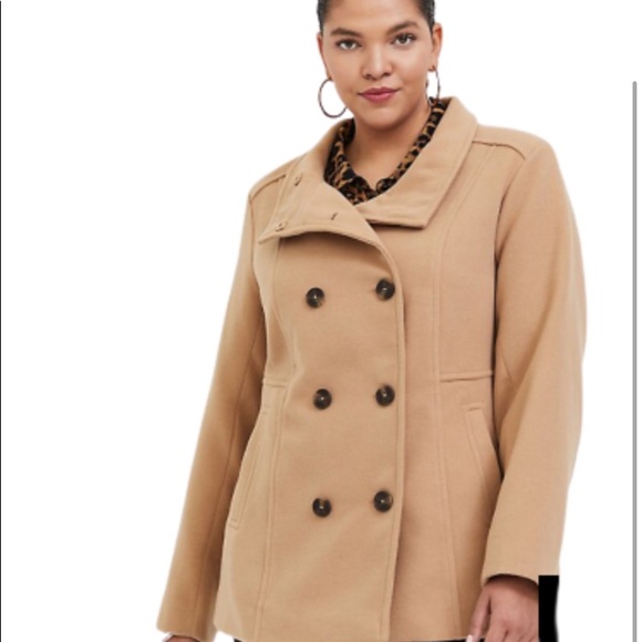Torrid Camel Coloured Double Breasted Peacoat - Picture 2 of 3